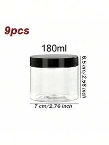 9PCS 2.75 Inch PET Plastic Containers With Lids, Leak-Proof Travel Jars For Creams, Paints, Samples & Cosmetics - Black and White - View 16