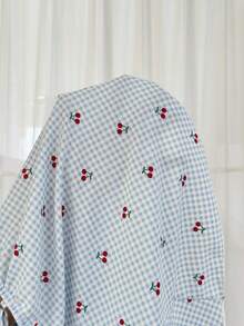 CottageSlumber Plus Size Cherry Blue & White Plaid Lace Trim Plus Size Camisole Pajama Set - Multicolor - View 8