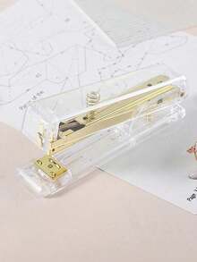 1 pieza Grapadora transparente, suministro de oficina conveniente, para encuadernar documentos, diseño compacto y portátil, interior de metal, apariencia elegante (Longitud 13 cm, Ancho 3,5 cm, Altura 6,5 cm) - Multicolor - Ver 14