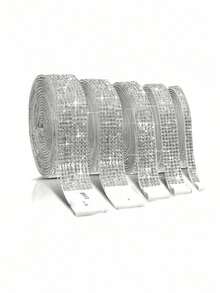 1 5ROLLS 2MM SELF ADHESIVE CRYSTAL RHINESTONE STRIP SILVER FOR DIY CAR PHONE HOME DECOR BIRTHDAY GRADUATION FESTIVAL GIFT - silver - View 8