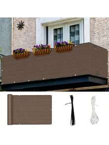 Fence Privacy Screen, Heavy Duty Outdoor Backyard Shade Windscreen Mesh Fabric, Privacy Fence Screen With Grommets, Outdoor Windscreen Fence Covering Privacy Screen UV Blockage For Backyard - brown - View 2