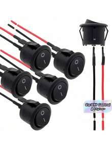 12V LED 拨动开关 2 针开/关 - 快速连接面板安装，带铝触点、塑料外壳，适用于汽车仪表板、船舶、卡车（无电池、不发光） - 黑色 - 查看 1