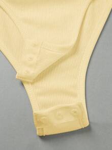 Mono elegante y versátil de punto con cuello de solapa semi-abierto, mono de mujer para primavera/verano, mono de mujer para vacaciones, mono de mujer para playa, conjunto de verano para mujer, mono de playa, mono para salir, mono para graduación, mono de vacaciones, mono casual, mono blanco, mono blanco, mono blanco de una pieza para mujer, mono blanco de verano para mujer - Amarillo - Ver 6