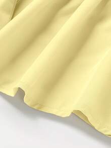 Franclia Camicia da donna con scollo a V, plissettata, senza maniche, con cintura - Giallo chiaro - Visualizzare 4