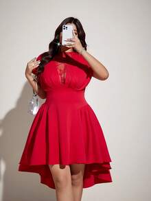 Viva Relle Plus Size Sexy Lace Dress, Brown Dress Gym Summer - Red - View 4