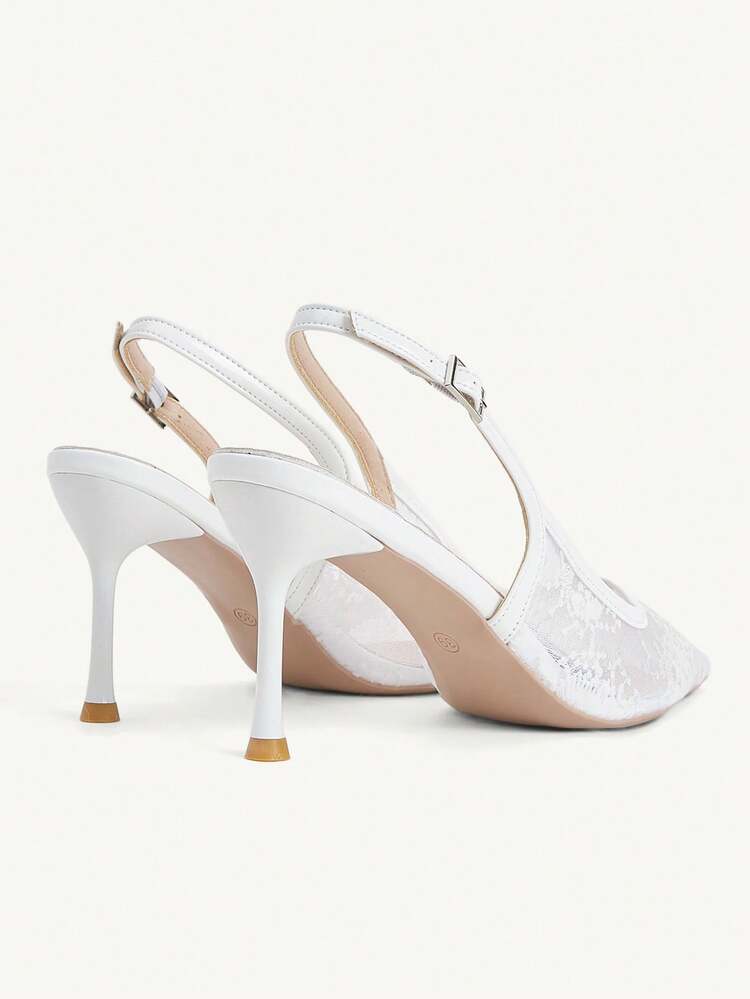 CUCCOO CHICEST Women Shoes Pointed Stiletto Beige Lace Mesh Fashion Commuting Versatile Elegant Sexy Women High Heel Shoes Slingback Shoes Women's Shoes