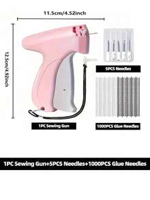 1 + 1000pcs Clothes Repair Sewing Gun Kit, Portable Clothing Mending Sewing Machine, Quick Stitch Gun, Mini Sewing Gun, Fast Mending Clothes Quilt Sewing Gun, Sewing Binding Machine - Sewing Gun + 1000 Glue Needles + 6 Needles - View 9