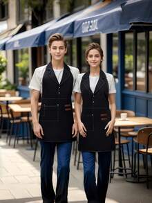 1PC Suit Collar Apron Restaurant Cafe Bakery Waitress Uniform Unisex For Kitchen Work Chef Waiter Barista Adjustable Breathable - Multicolor - View 3