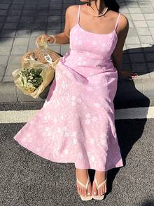 GalTyme 夏季大码浅粉色碎花印花休闲无袖连衣裙 - 淺粉色 - 查看 6