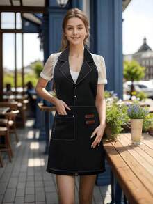 1PC Suit Collar Apron Restaurant Cafe Bakery Waitress Uniform Unisex For Kitchen Work Chef Waiter Barista Adjustable Breathable - Multicolor - View 6