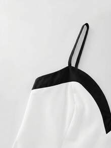 Franclia Summer Waist-Cinching A-Line Mini Dress, Retro French Contrast Color Slip Dress - White - View 6