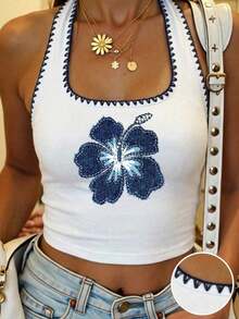 SHEIN EZwear Áo hai dây cổ yếm ôm sát, kiểu dáng thường ngày dành cho nữ, thích hợp cho mùa hè. - Nhiều màu - Xem 6