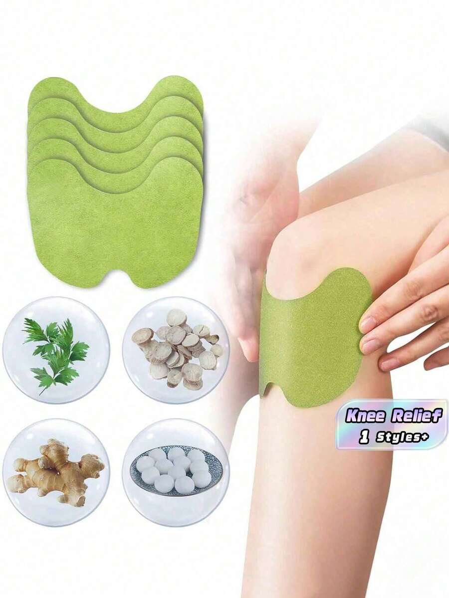 Parche natural de hierbas para la rodilla con extractos vegetales, compresa autocalentable para relajación de articulaciones y músculos, alivio para la espalda, brazos, muñecas y piernas - Verde - Ver 1