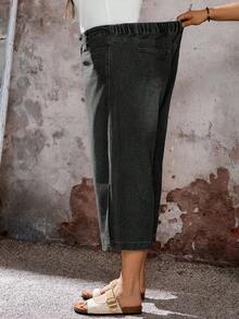 EMERY ROSE EMERY ROSE Jeans de corte holgado con bolsillos en ángulo, lavados, para uso casual diario, tallas grandes - Negro - Ver 3