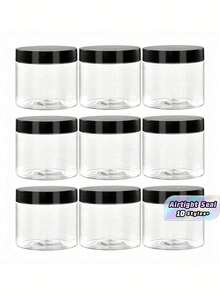 9PCS 2.75 Inch PET Plastic Containers With Lids, Leak-Proof Travel Jars For Creams, Paints, Samples & Cosmetics - Black and White - View 2