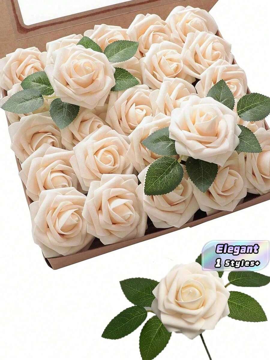 5/10/15/20/25/30pcs Real Looking Fake Roses With Stem For DIY Wedding Bouquets Centerpieces Arrangements Home Decorations