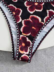 Swim Mod Women's Summer Beach Music Festival Lemon Print Halter Backless Thong Bikini Set - Multicolor - View 4