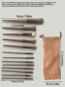 13 piezas Pinceles de maquillaje profesionales con 2 esponjas marrones, pinceles multifuncionales suaves para base, contorno, rubor, sombra de ojos y corrector, regalo de belleza ideal para mujeres - Multicolor - Ver 3