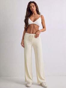 Women's Solid Color Casual Versatile Daily Wear Pants - White - View 6