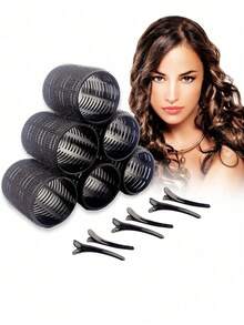 Self Grip Hair Rollers 6/12pcs, No Heat Curlers With Black Clips For Long/Short Hair - Black - View 12