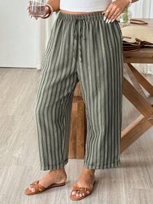Weeklong Women's Striped Casual Minimalist Versatile Plus Size Pants - Multicolor - View 6