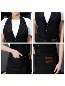1PC Suit Collar Apron Restaurant Cafe Bakery Waitress Uniform Unisex For Kitchen Work Chef Waiter Barista Adjustable Breathable - Multicolor - View 9