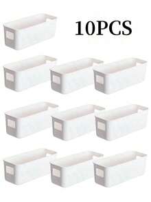 3/5/10 piezas Cajas de almacenamiento de plástico blanco - Organizadores multiusos apilables para el hogar, la oficina, la residencia universitaria y la escuela, perfectos como regalo práctico - Multicolor - Ver 12