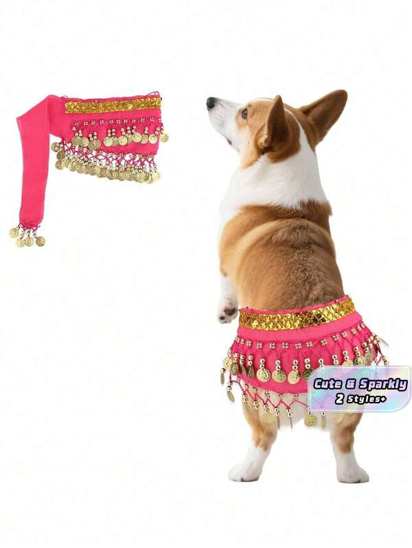 Costume de danse du ventre pour animaux de compagnie avec bavette scintillante - Turban réglable pour chiens et chats, accessoires de fête lavables pour animaux de compagnie