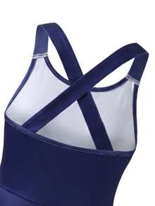 SHEIN 女童时尚露背瑜伽连体裤，防走光，舞蹈紧身衣，健身运动网球服，镂空肩带设计 - 彩色 - 查看 7