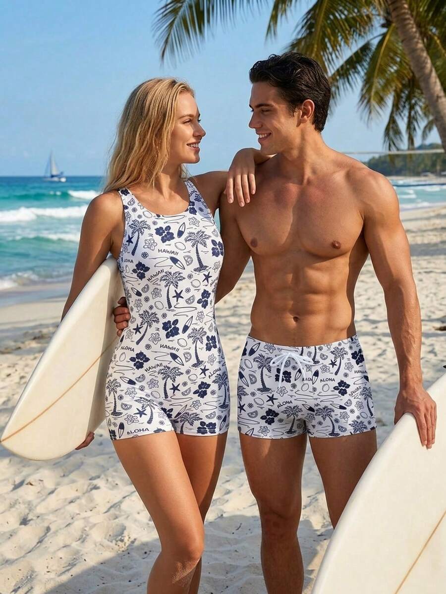 Azuldrift Bañador de hombre con estampado tropical - Multicolor - Ver 1