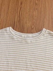 SWAVVY Áo tank top nam dáng rộng, màu mơ, vải jacquard trơn, thích hợp mặc mùa hè. - Màu be - Xem 6