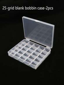 SHEIN 1PC 25-Slot Bobbin Storage Box - Clear Plastic Organizer For Sewing Machine Accessories & Craft Supplies - White - View 13