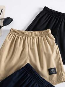 SHEIN 男童休闲纯色短裤，夏季 - 彩色 - 查看 4