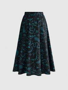 ROMWE Goth Falda versátil y de moda con estampado de bloques de color para tallas grandes - Azul - Ver 11