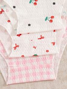 SHEIN Bộ đồ 3 món cho bé gái, dễ thương, giản dị, phong cách thường ngày, không tay, in hình dâu tây, anh đào và kẻ caro. - Nhiều màu - Xem 8