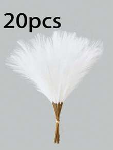 5-50 piezas Pasto pampa artificial blanco, plantas falsas esponjosas y altas de juncos para decoración de boda bohemia, fiesta, jarrón del hogar, manualidades y fotografía - Blanco - Ver 11
