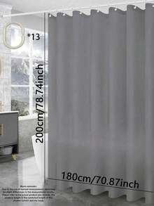 AWEALT 1pc Plain Gray Shower Curtain Liner, Solid Color Bathroom Decor, Privacy,With Hooks - grey - View 12