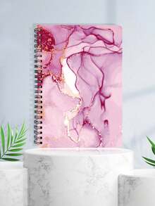 1 Cuaderno con patrón de mármol, cuaderno rayado A5 con tapa lateral para la escuela y la oficina - A5 - Ver 10