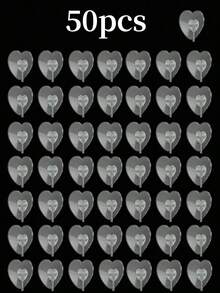 50 Pcs Heavy-Duty Clear Adhesive Wall Hooks, Heart-Shaped Plastic Hooks - No Drill Easy Mount For Kitchen & Bathroom Organization, Wall Storage Rack, Summer Bathroom Decor. - Love Hook - View 14