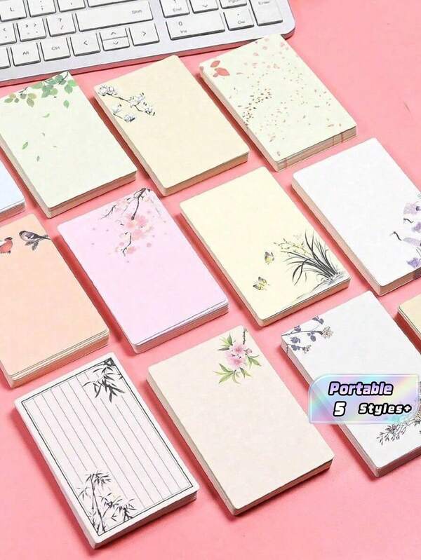 20张装空白樱花卡纸，适用于DIY手工、涂鸦和个性化贺卡 - 厚纸，圆角设计，返校季，学习用品