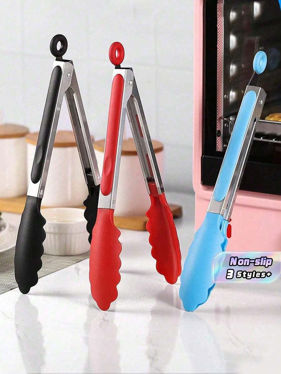 1PC Stainless Steel Tongs - Heat Resistant BBQ & Kitchen Utensil
