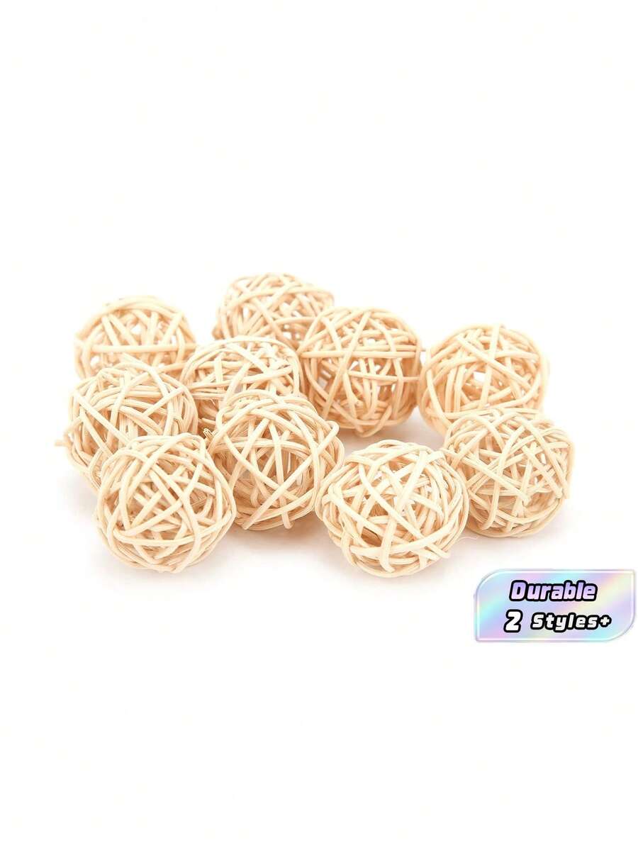 Đồ chơi bóng mây, bóng nhỏ 3cm cho vẹt dùng để nắm và gặm, đồ chơi mây đan thủ công cho vẹt. - gừng - Xem 1