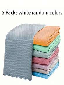 5/10Pcs Random Pattern Fish Scale Cloth, Lint-Free Cleaning Rag For  Wash & Dish Wiping, Absorbent Kitchen Towel - Multicolor - View 9