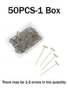 50 T-Pins - Versatile Steel Pins For Craft Jewelry Making, Sewing, And Knitting, Perfect For Securing Wigs To Canvas Headrests. Durable T-Pins Suitable For DIY And Clothing - Silver - View 8