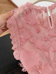 Franclia 女士纹理面料蕾丝边套头衫 - 粉色 - 查看 5