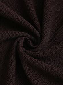 Sweetra Women's Spring/Summer Textured Lace Trim Patchwork Dress - Coffee - View 5