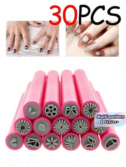 30Pcs Nail Art Stamping Pen Set - Flower Design Nail Stamp Tools, Dotting Pens & Multiple Pattern Stamping Plates, Complete Manicure Kit For DIY Nail Art, Professional Nail Stamping & Dotting Tools For Women