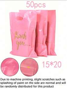50 sacs-cadeaux roses Merci Sacs-cadeaux pour mariage, anniversaire, emballage de vêtements, sacs d'emballage Merci - 50 pièces - Voir 10