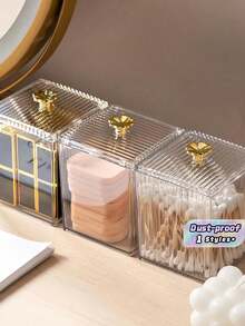 1PC Transparent Dustproof Cosmetics Storage Box - Sealed Storage Box For Lipstick, Hair Accessories, Makeup Tools, Skincare Products, And Jewelry, Perfect For Bathrooms, Dormitories, Apartments, And RVs - Multicolor - View 2