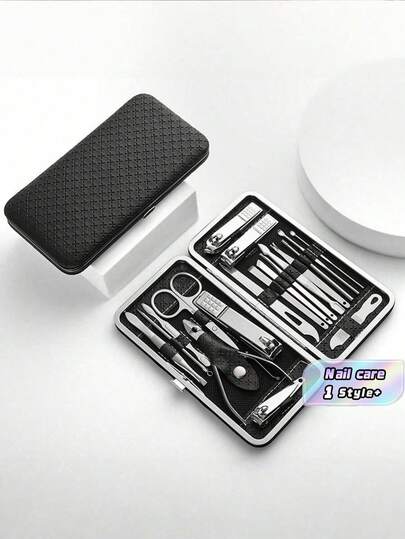 Bộ dụng cụ cắt móng tay và móng chân bằng thép không gỉ 19 món kèm hộp đựng, dụng cụ chăm sóc chuyên nghiệp bao gồm dụng cụ đẩy biểu bì, kéo, dũa móng, thích hợp sử dụng tại nhà, khi đi du lịch hoặc làm đẹp tại salon. Quà tặng lý tưởng cho gia đình và salon.